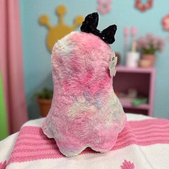 Goblin & Ghoul Pink Ombre Plush Ghost with Bow. Weighted Halloween Summerween D - Picture 3 of 5